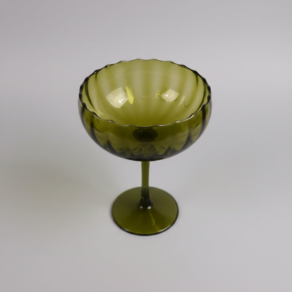 Pair of Hand-blown Art Glass Compote or Pedestal Candle Holder