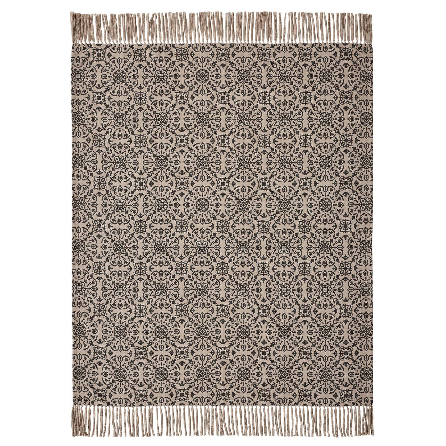 Custom House Black Tan Jacquard Woven Throw Blanket 50x60