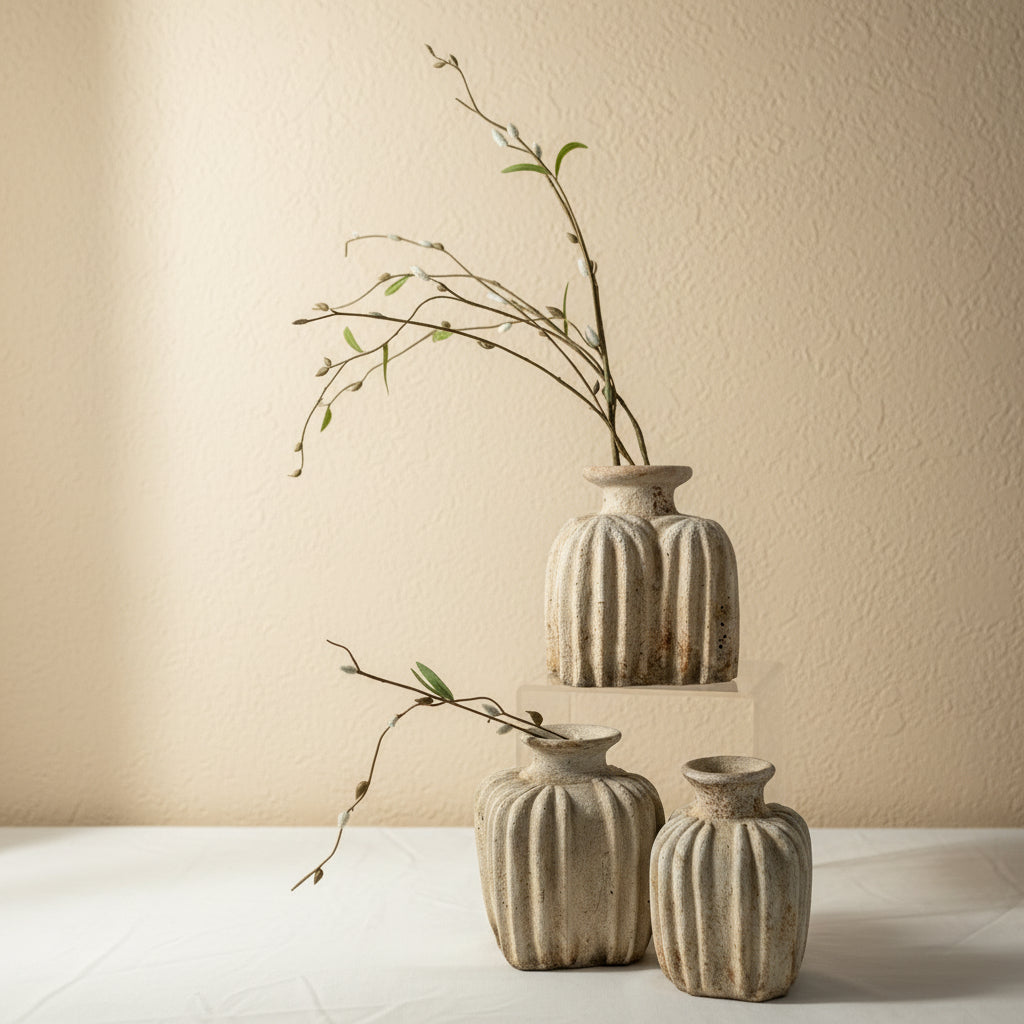 Set of 3 Terra Cotta Vases