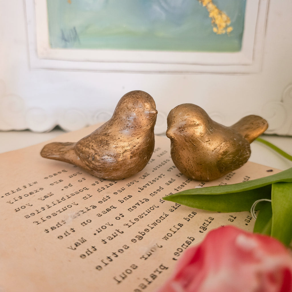 Deco Bird Decorative Sculptures In a Gold Finish