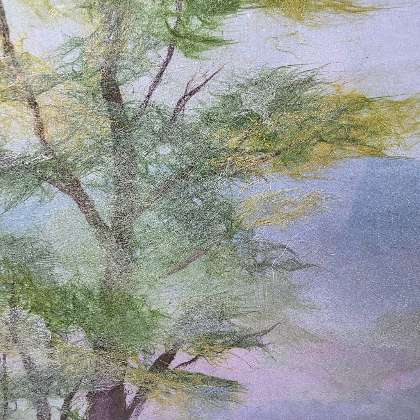 Original Framed Art with Watercolor and Wool Fibers