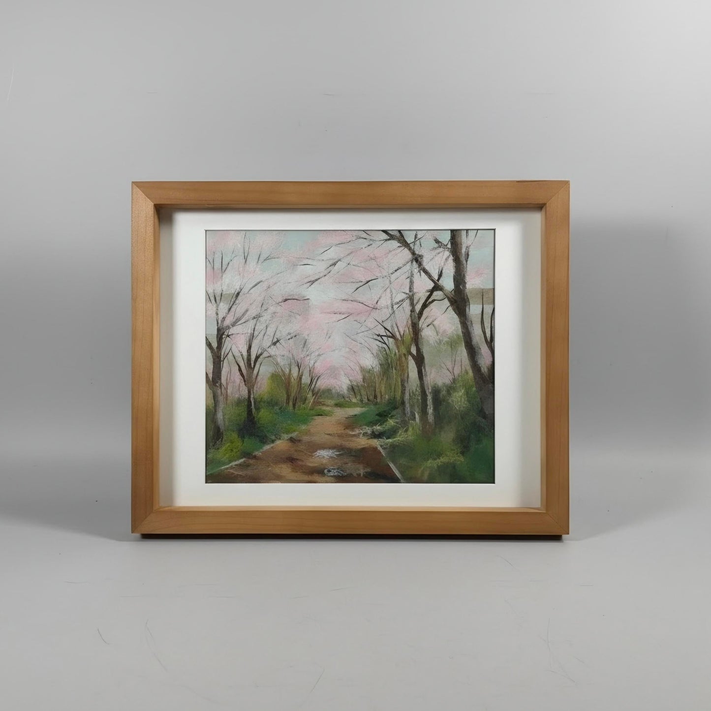 Original Framed Art with Watercolor and Wool Fibers