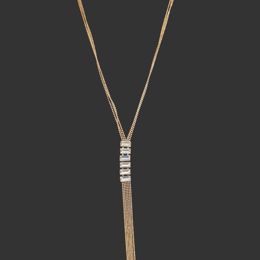 Gold Lariat Tassel Necklace
