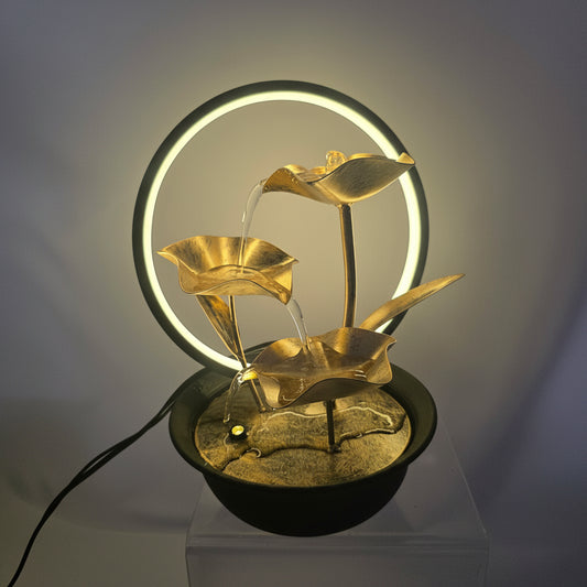 Metal Lotus Indoor Tabletop Fountain