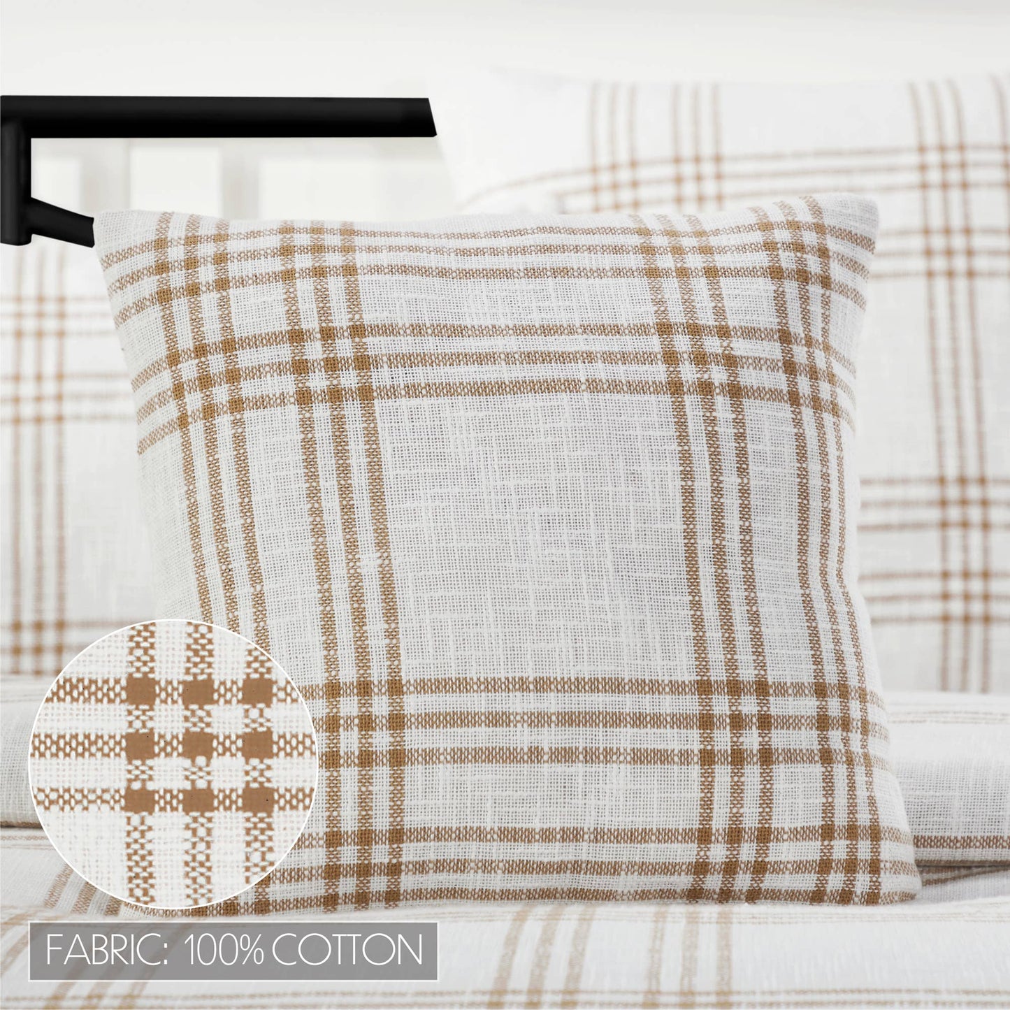 Woven Textured Wheat Plaid Fall Throw Pillow 18x18
