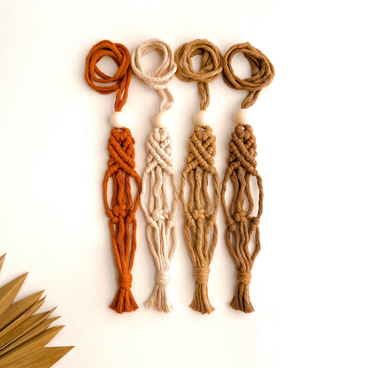 Macrame Car Charm Diffuser | Polaroid Holder | Air Freshener: White