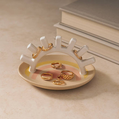Trinket Tray - Multicolor Ceramic Boho Sunshine, 6 in.