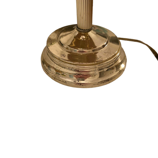 Vintage Brass Hunting Horn Lamp with Pleated lampshade