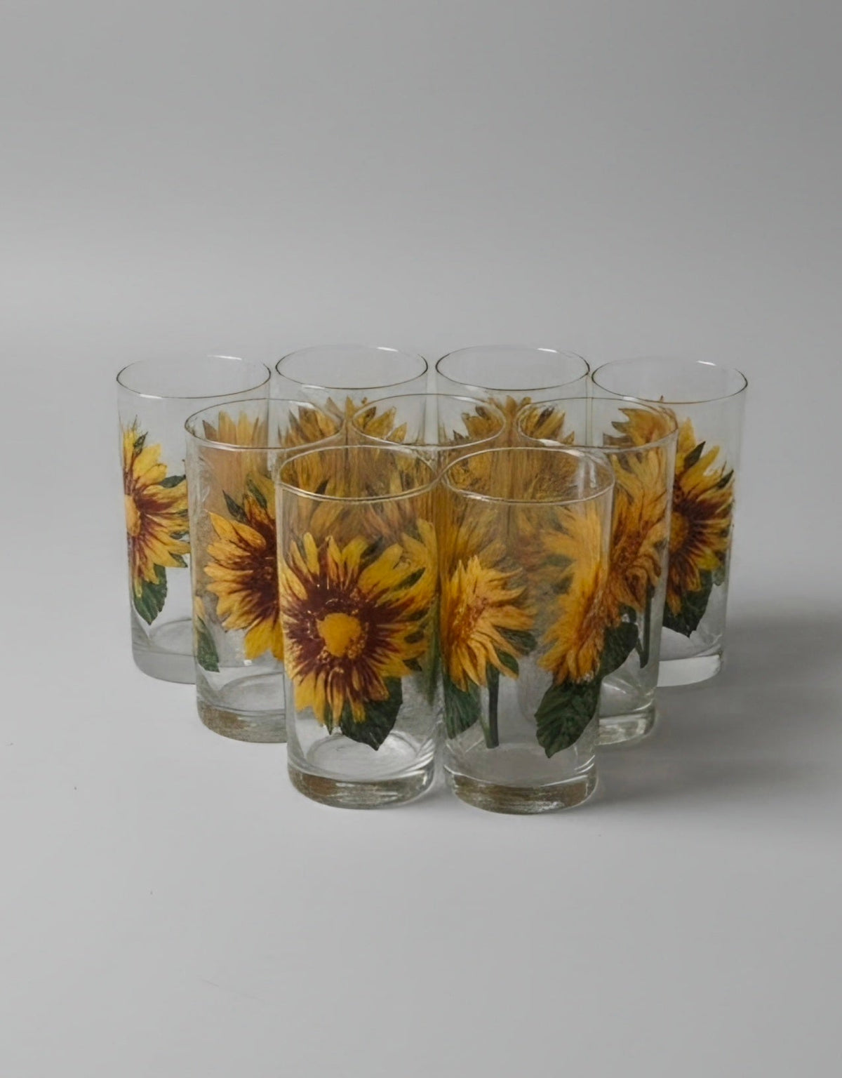 Vintage Clear Glass Tumblers (Set of 9)