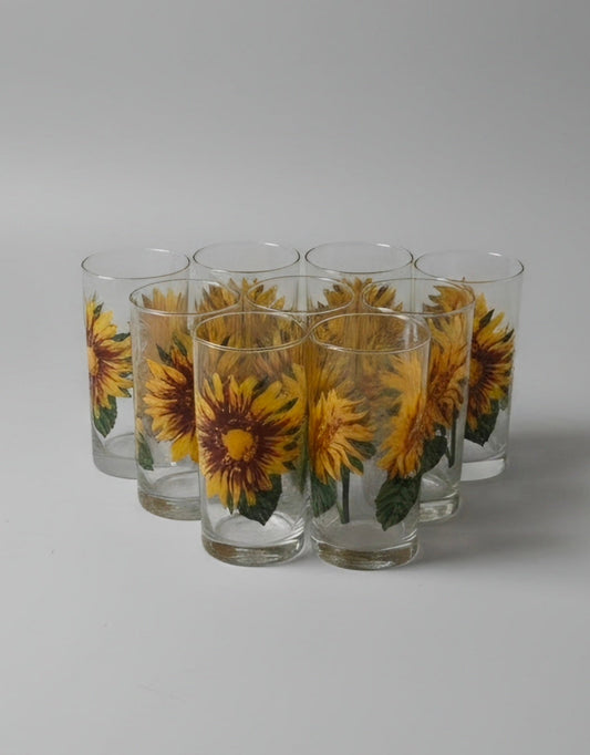 Vintage Clear Glass Tumblers (Set of 9)