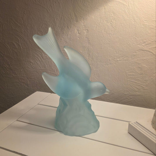 Vintage Blue Glass Bird Figurine