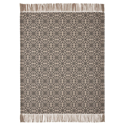 Custom House Black Tan Jacquard Woven Throw Blanket 50x60