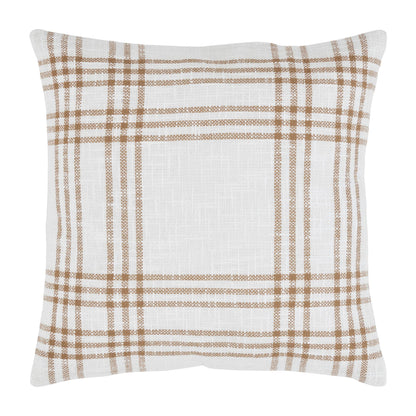 Woven Textured Wheat Plaid Fall Throw Pillow 18x18