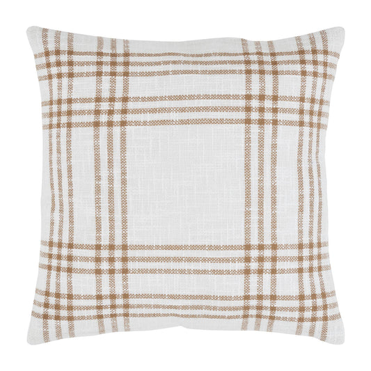 Woven Textured Wheat Plaid Fall Throw Pillow 18x18