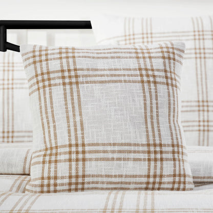 Woven Textured Wheat Plaid Fall Throw Pillow 18x18