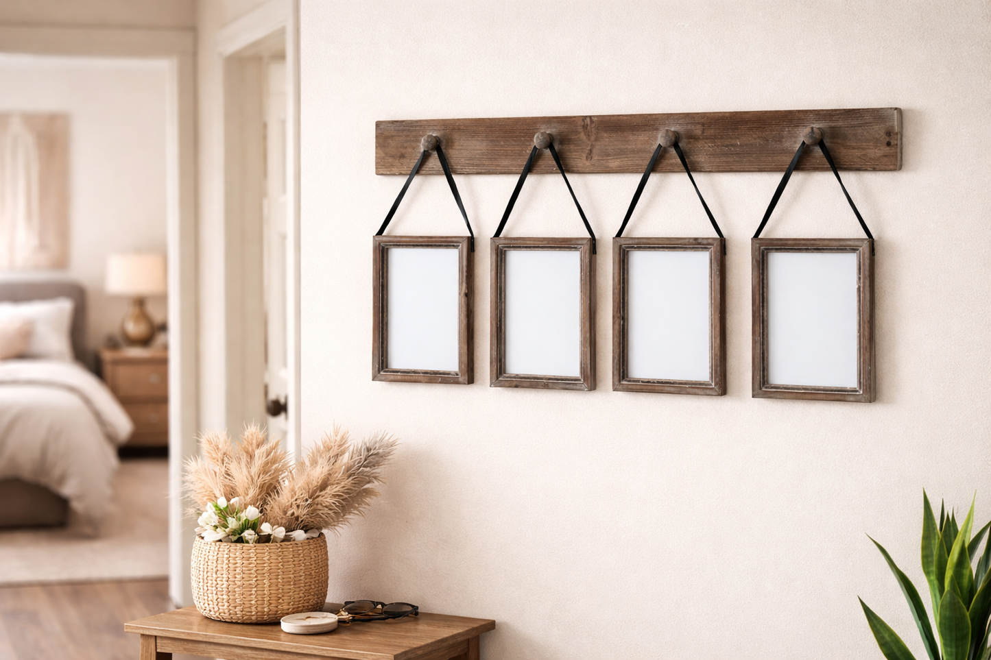 4 Photo Frame With Wood Board