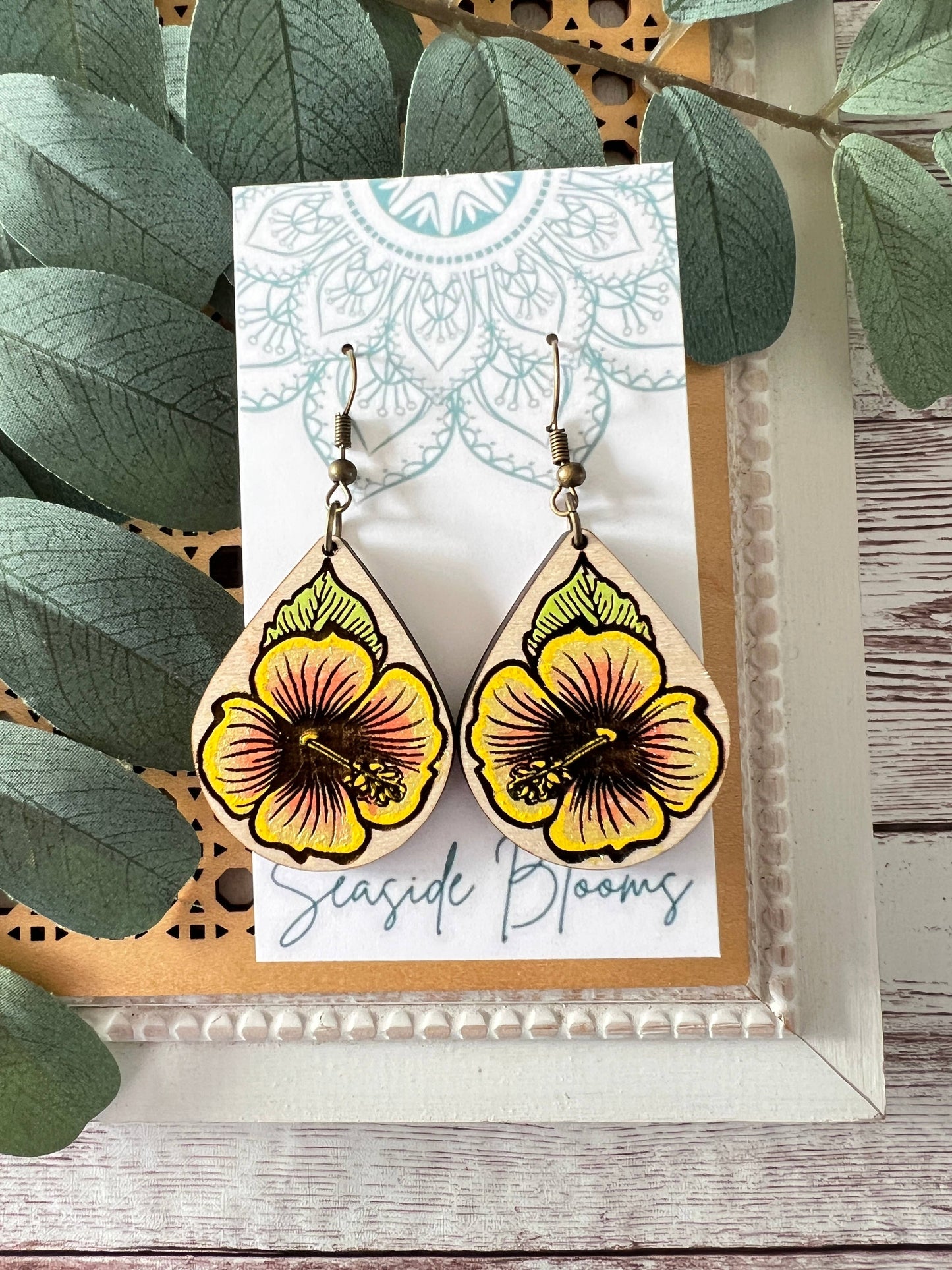 Boho cute hand painted lightweight maple wood   