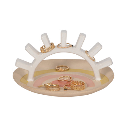 Trinket Tray - Multicolor Ceramic Boho Sunshine, 6 in.