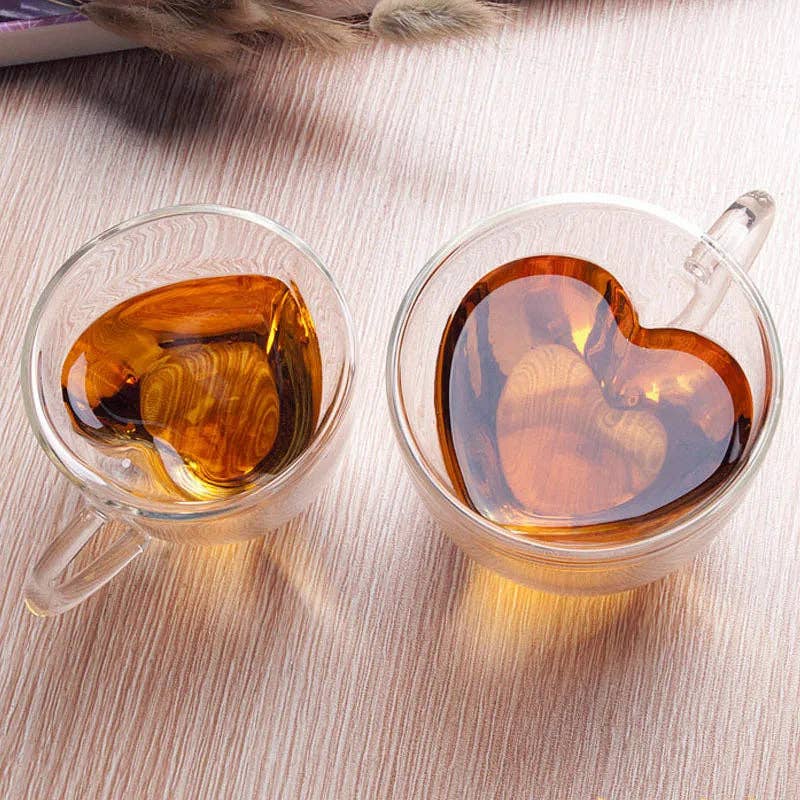 Heart Shape Glass Coffee Mug: Small