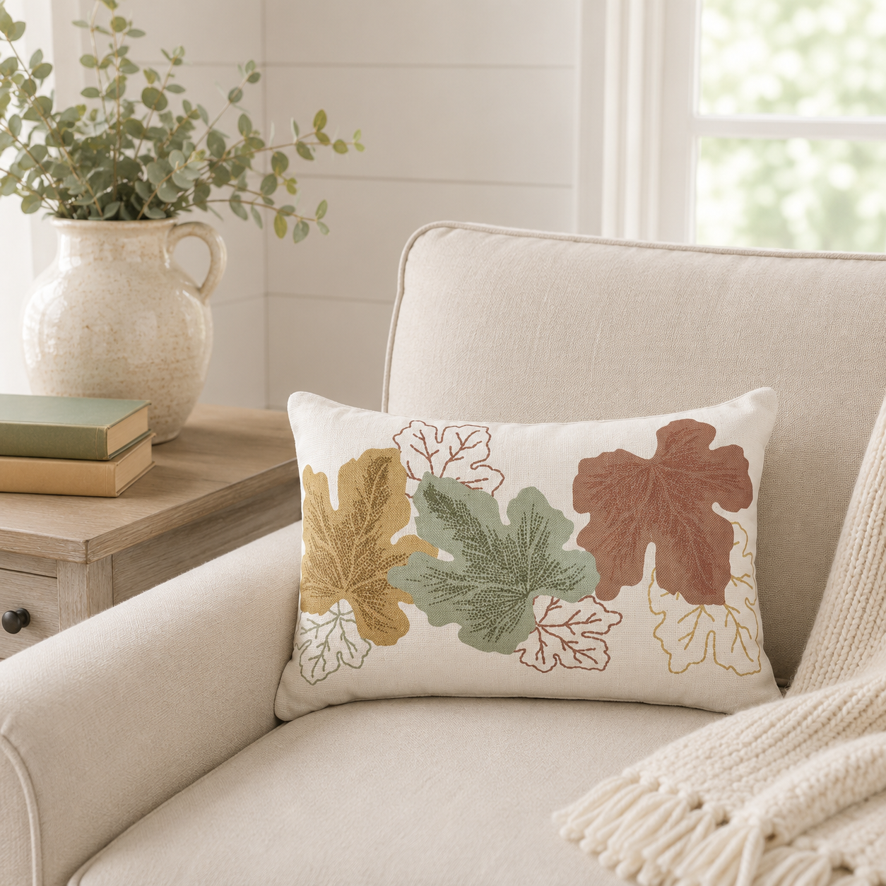 Autumn Leaves Fall Throw Pillow 14x22