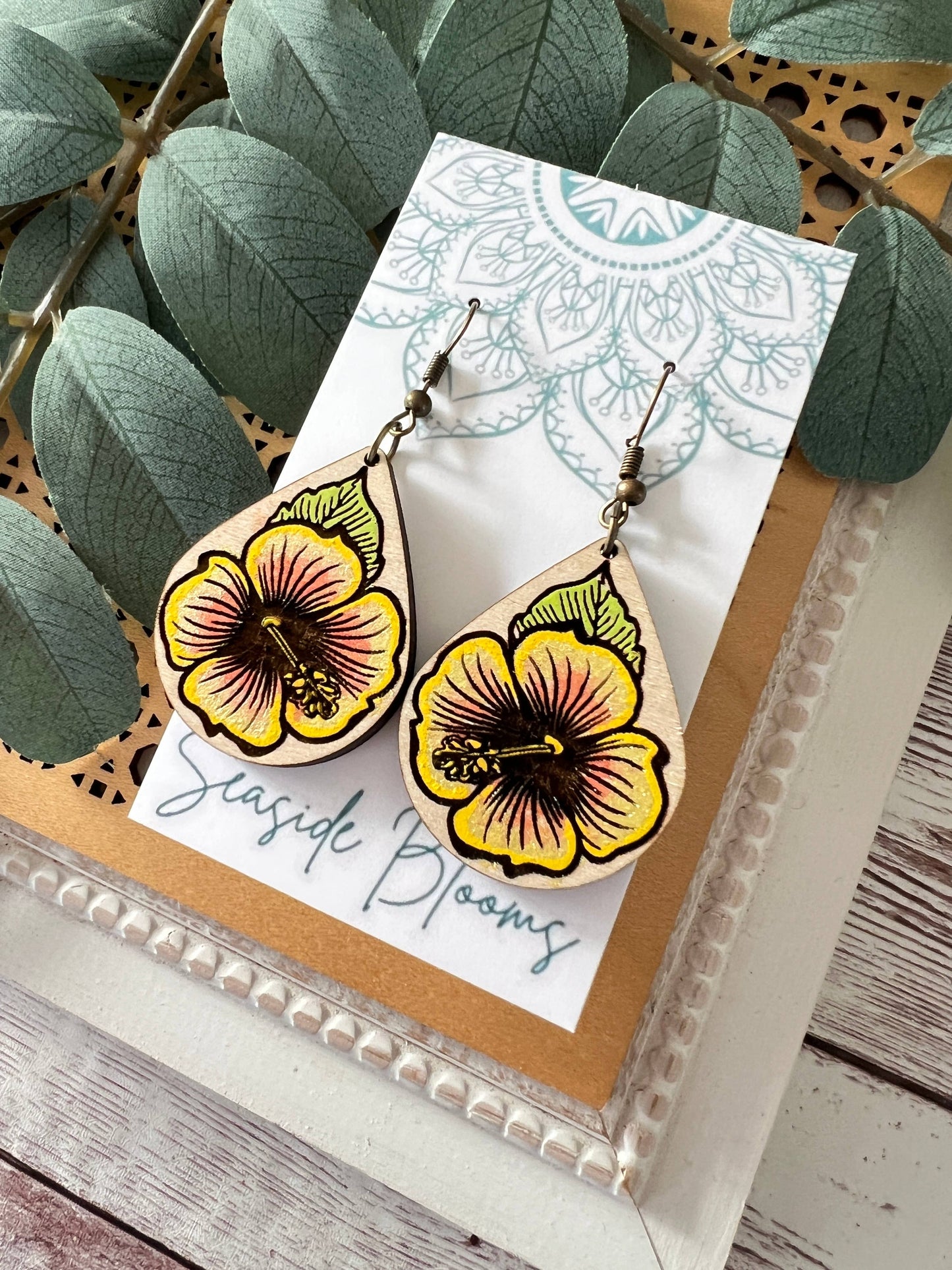 Boho cute hand painted lightweight maple wood   