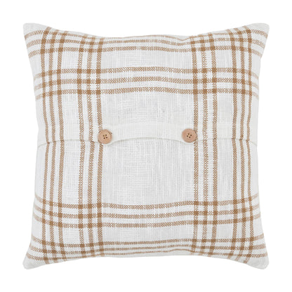 Woven Textured Wheat Plaid Fall Throw Pillow 18x18