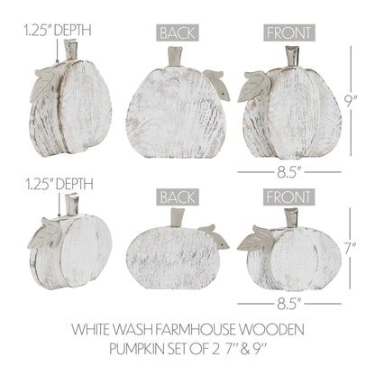 Whitewashed Wood Pumpkin Set | Rustic Fall Home Decor