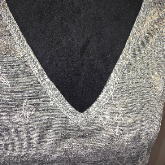 New White House Black Market Silver Shirt Size M