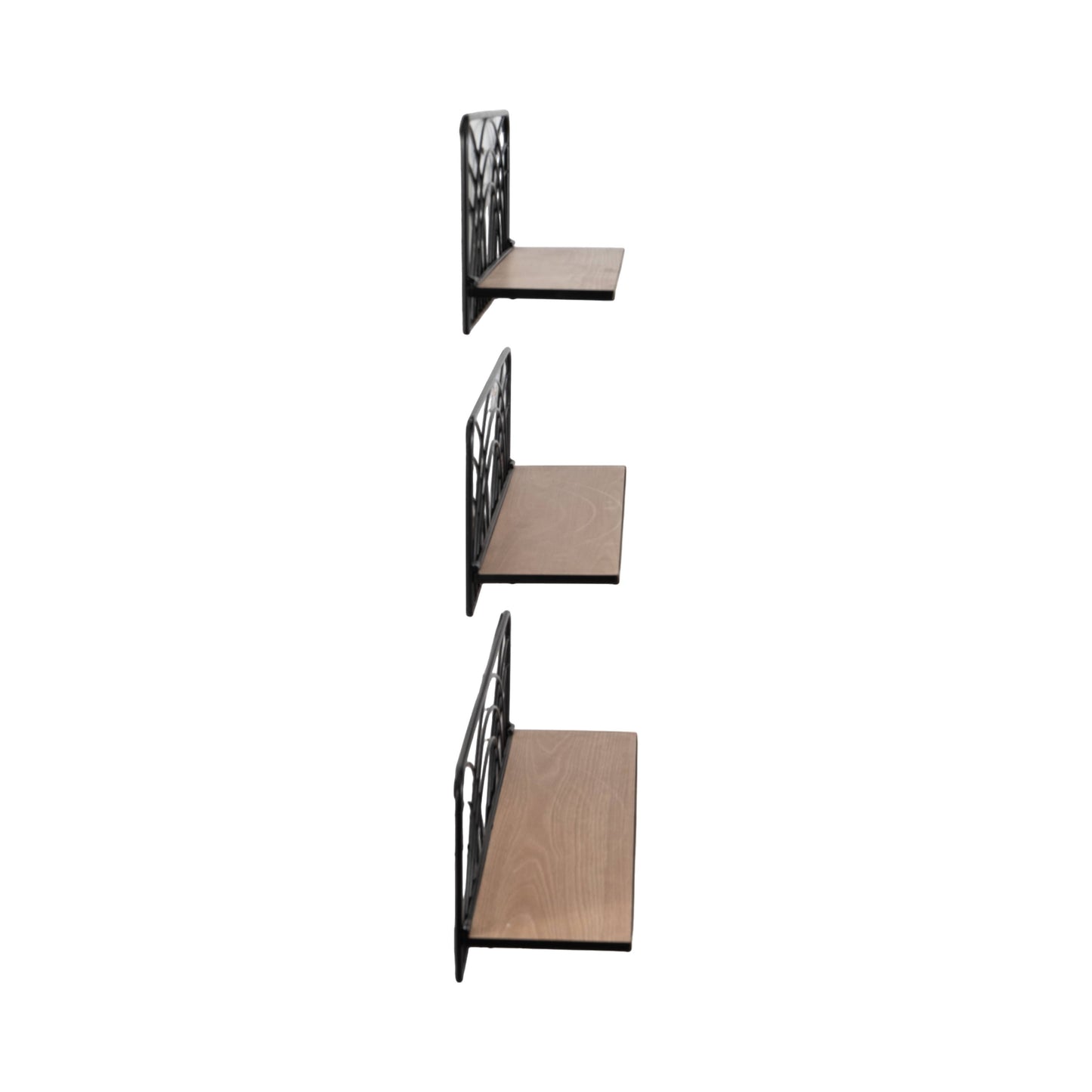 Wall Shelf Set of 3 - Brown Wood Backing Wide, 19/21/24 in.