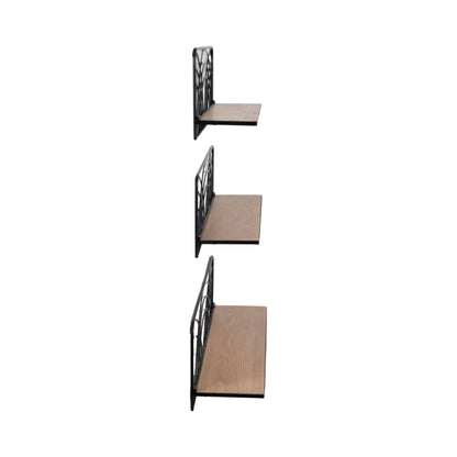 Wall Shelf Set of 3 - Brown Wood Backing Wide, 19/21/24 in.