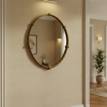 Vintage Style Gold Tone Metal Rope Swirl Mirror/Vanity Tray