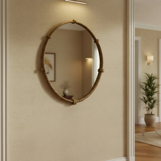 Vintage Style Gold Tone Metal Rope Swirl Mirror/Vanity Tray