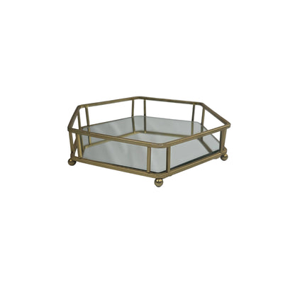 Gold Hexagonal Metal Mirrored Decorative Tray