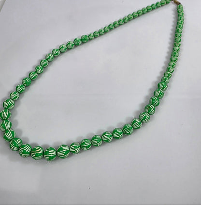 Vintage Green and White Necklace