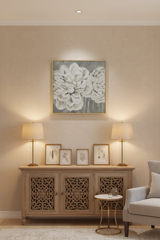 White Flowers Wall Art Print Canvas