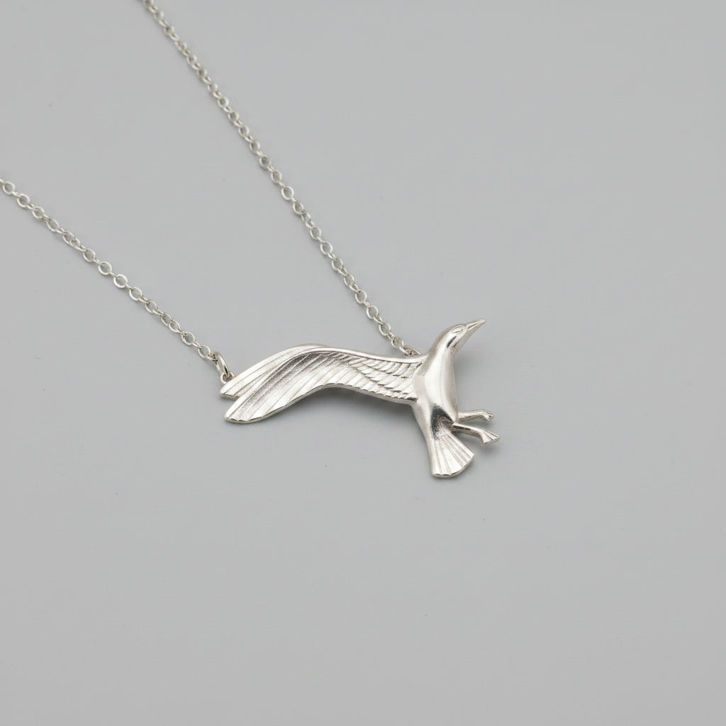 Vintage Giovanni Silver-Toned Seagull Necklace (1970s)