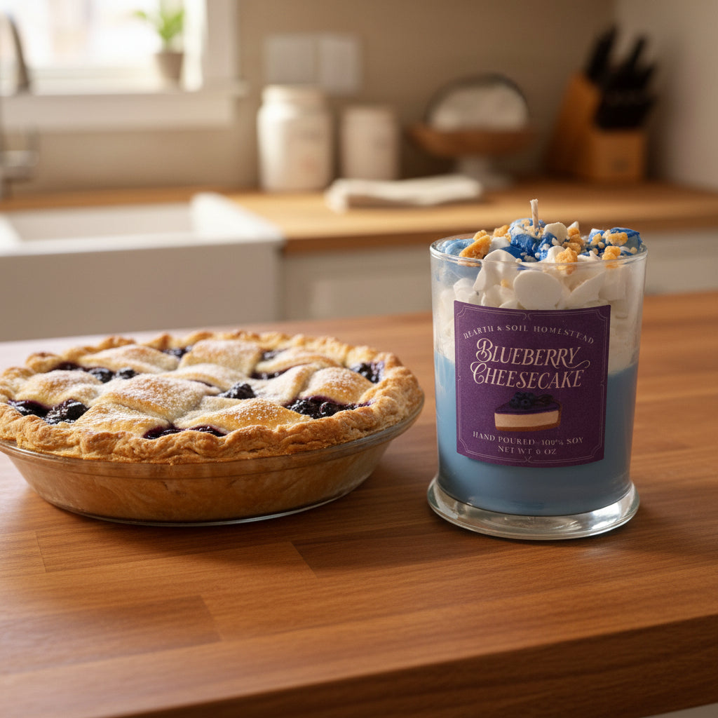 Hand Poured Blue Berry Cheesecake Candle