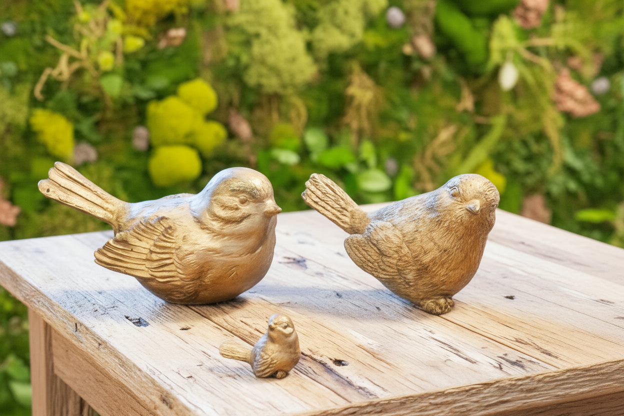 Deco Gold-Finished Decorative Bird Sculptures