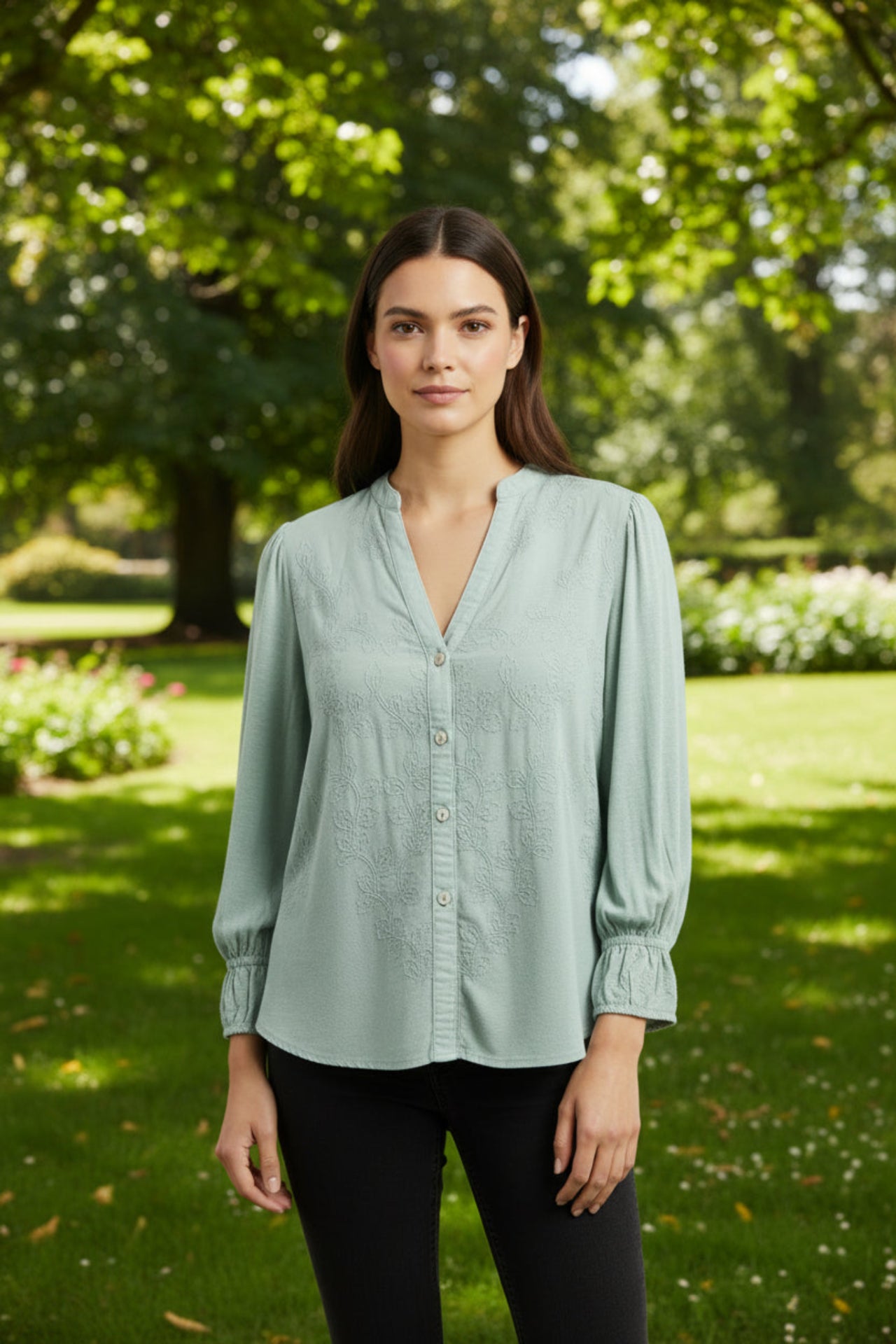 Democracy Green Quater Length Shirt Size Small