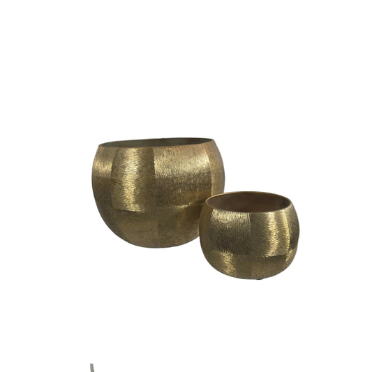 Pair of Brushed Gold Rounded Pots