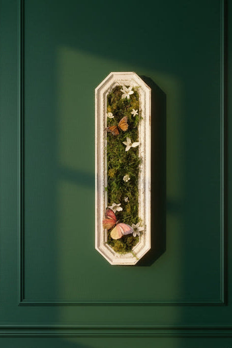 Set of 2 Handmade Moss wall Art from Vintage frames.