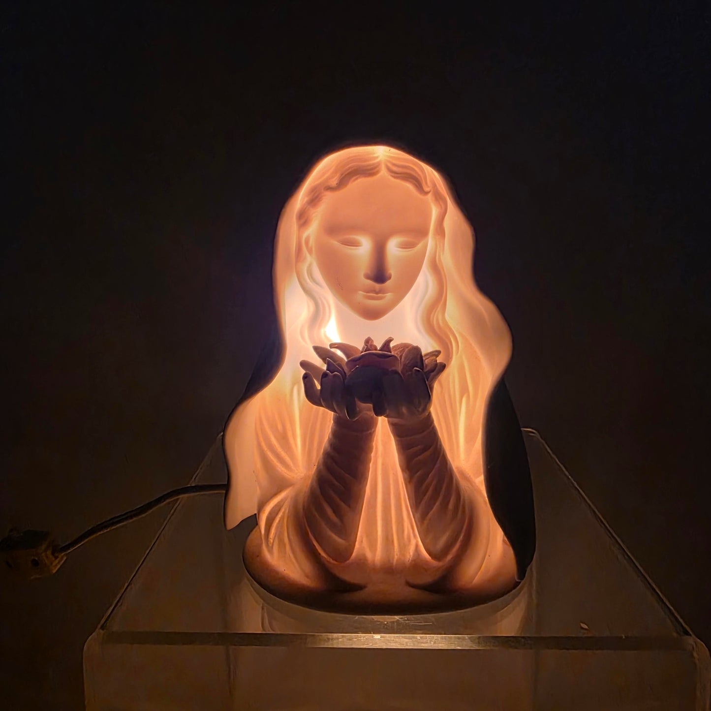 Vintage Porcelain Virgin Mary Madonna Night Light Lamp