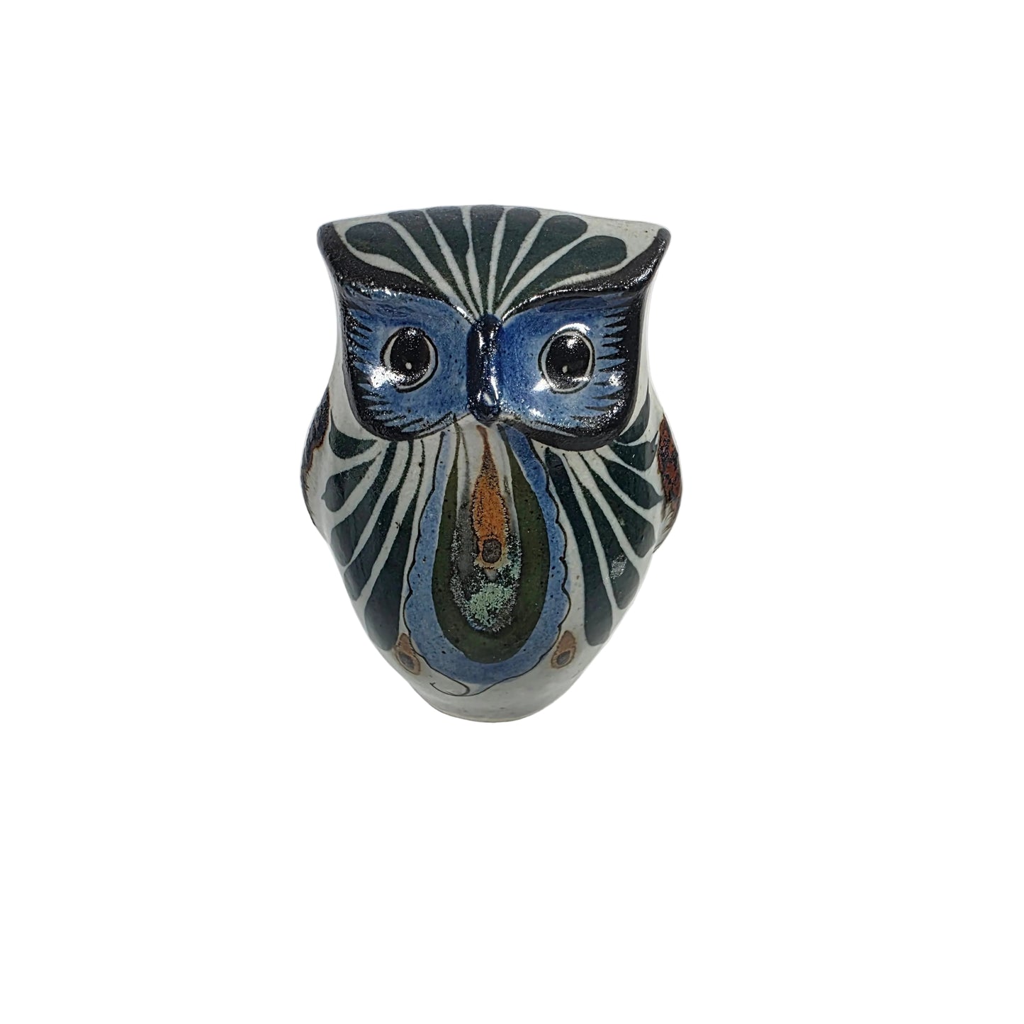 Vintage Tonala Mexican Folk Art ceramic pottery owl