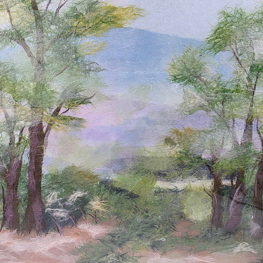 Original Framed Art with Watercolor and Wool Fibers