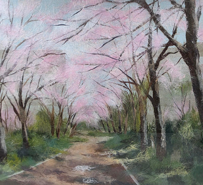 Original Framed Art with Watercolor and Wool Fibers