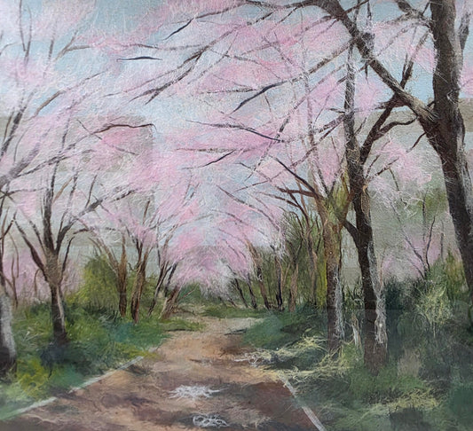 Original Framed Art with Watercolor and Wool Fibers