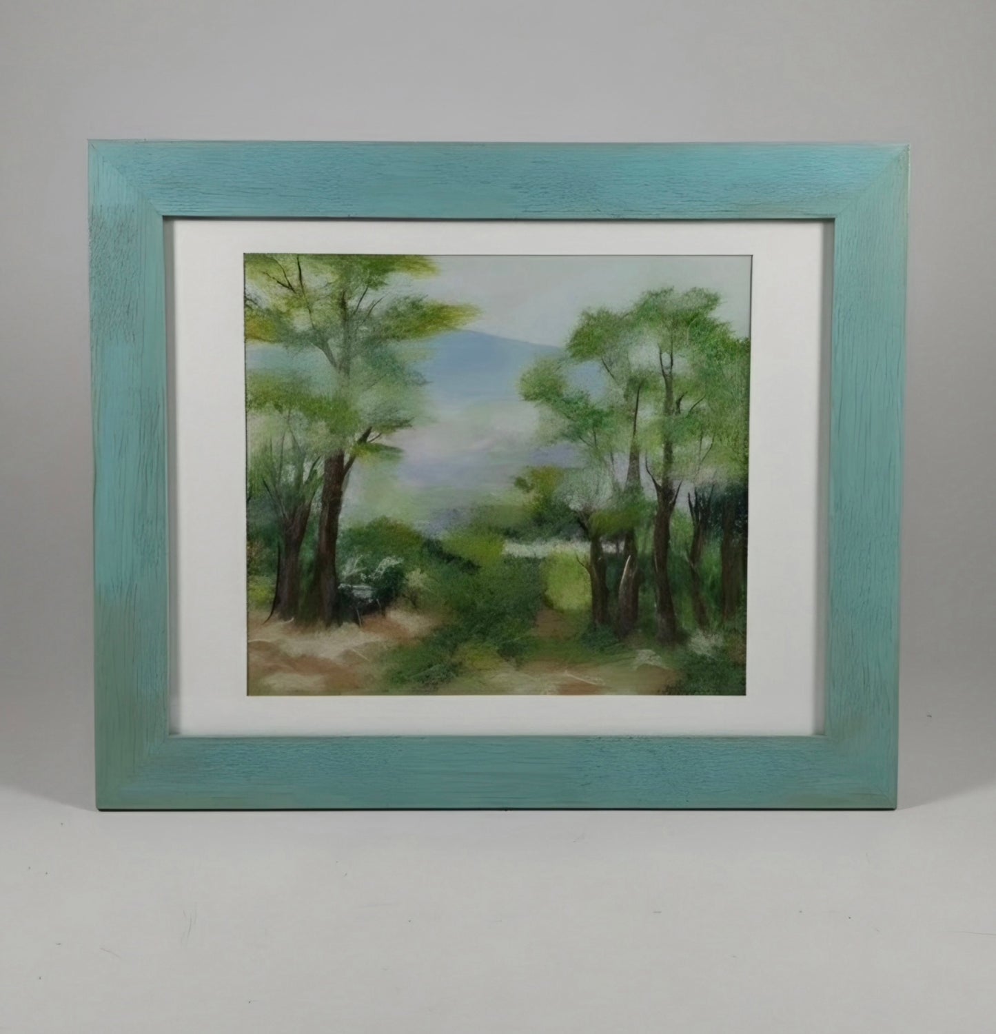 Original Framed Art with Watercolor and Wool Fibers