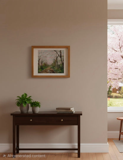 Original Framed Art with Watercolor and Wool Fibers