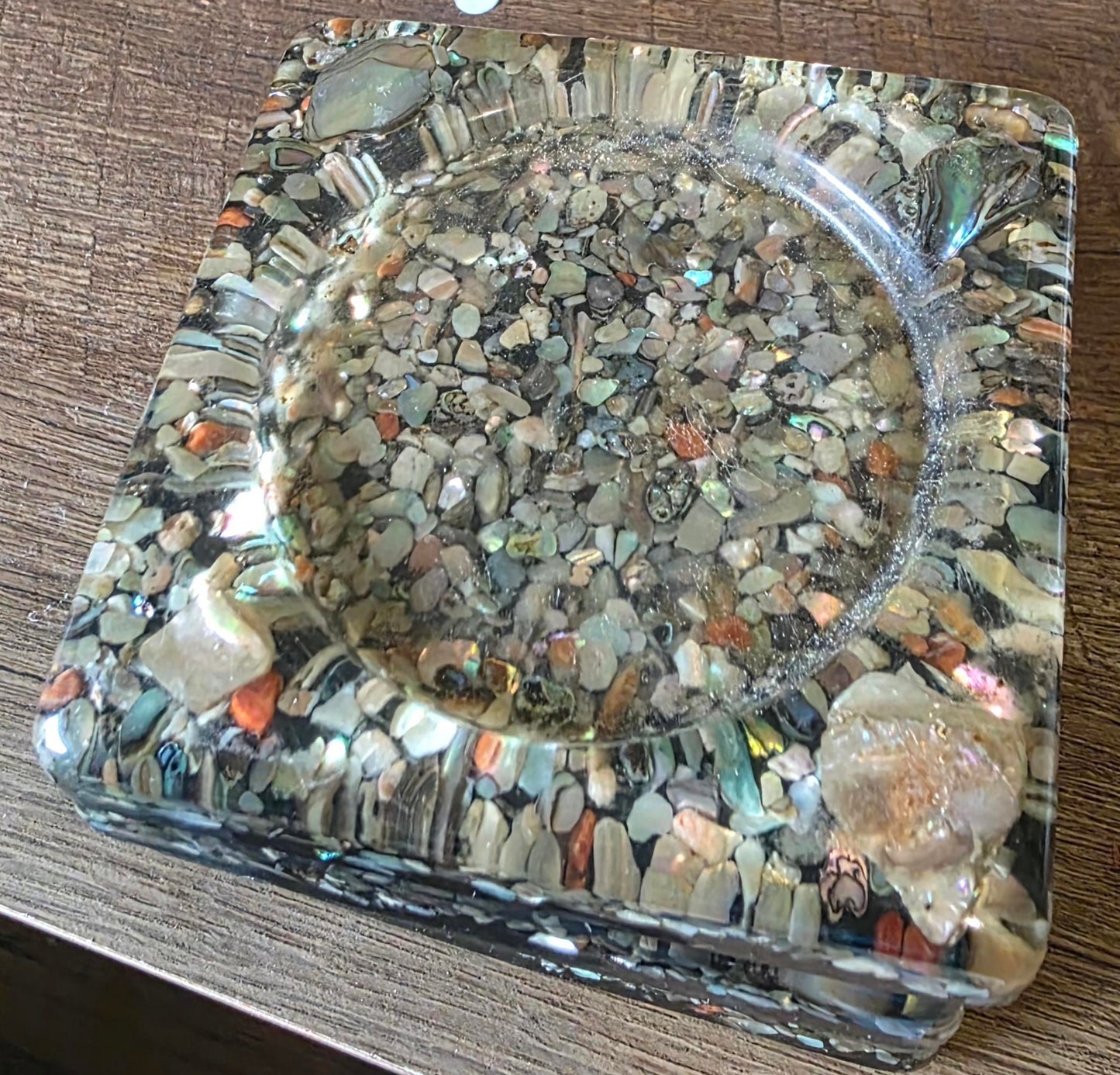 Vintage 1970s Abalone Shell Coasters set of 4.