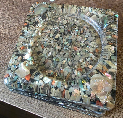 Vintage 1970s Abalone Shell Coasters set of 4.